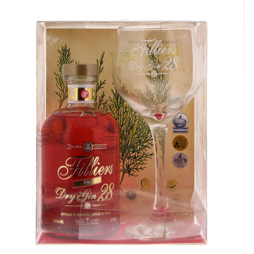 Filliers Dry Gin 28 Pink + Glas + GBX 37.5° 0.5L