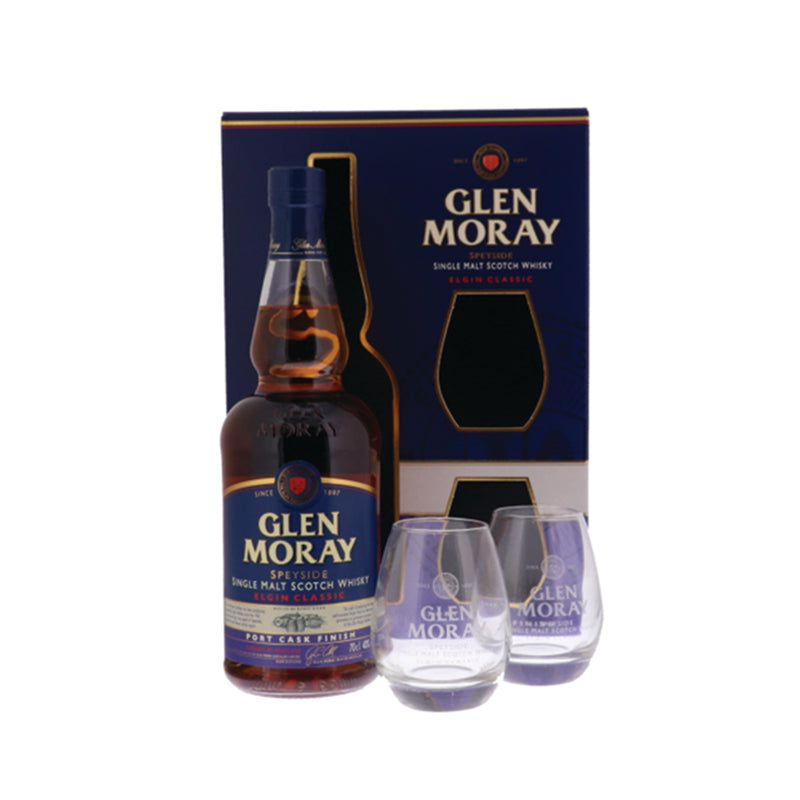 Glen Moray Classic Port Cask Finish + 2 Glazen 40° 0.7L